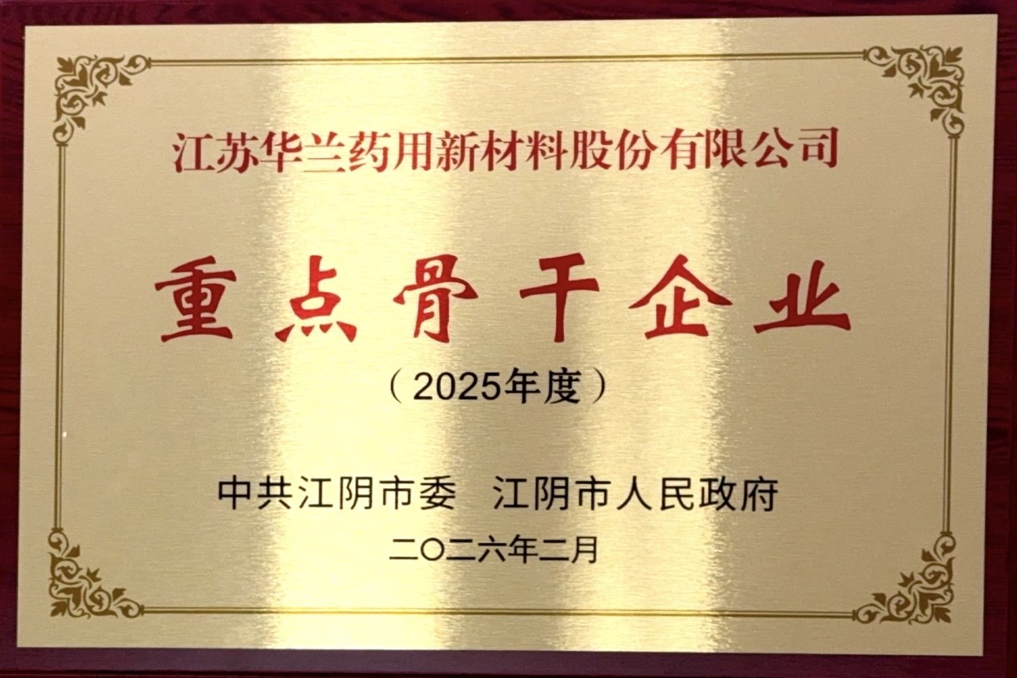 2026.7 2025年度江阴市重点骨干企业